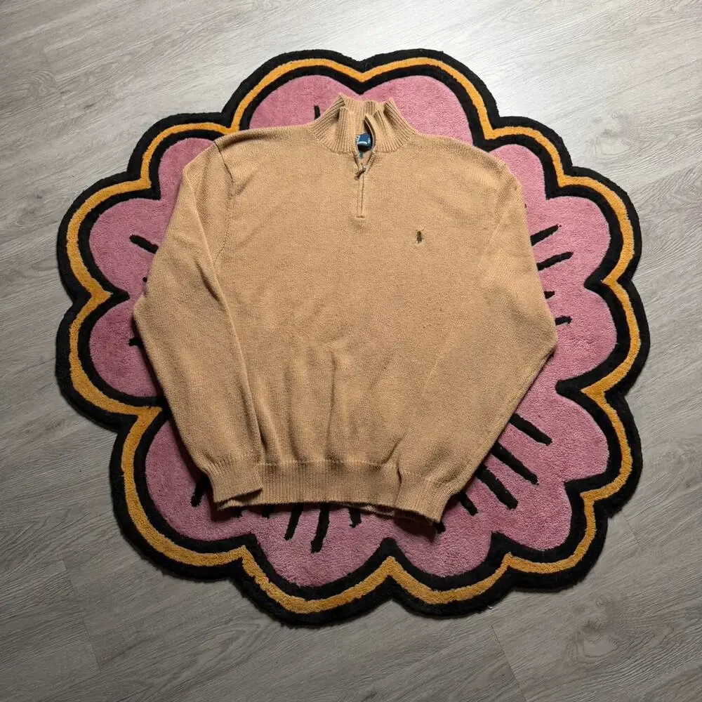 Polo Ralph Lauren Embroidered Logo 1/4 Zip Pullover Sweater Size XL